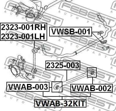 Febest VWAB-32KIT - Piekare, Šķērssvira autodraugiem.lv