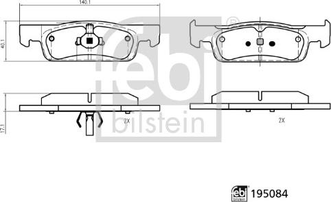 Febi Bilstein 195084 - Bremžu uzliku kompl., Disku bremzes autodraugiem.lv