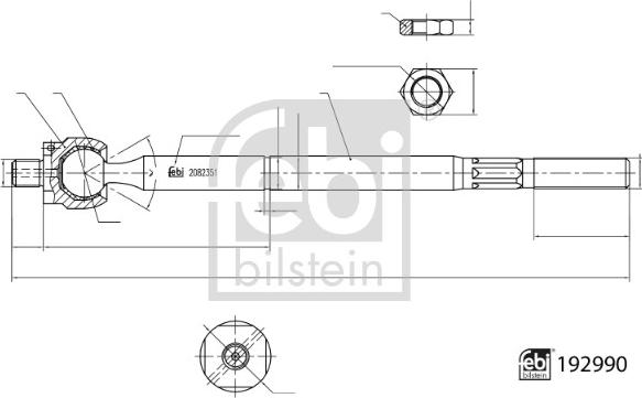 Febi Bilstein 192990 - Aksiālais šarnīrs, Stūres šķērsstiepnis autodraugiem.lv