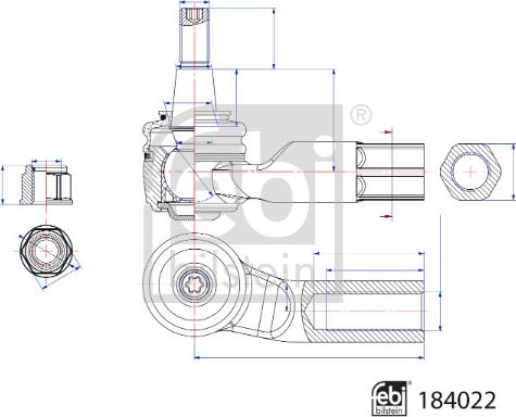 Febi Bilstein 184022 - Stūres šķērsstiepņa uzgalis autodraugiem.lv