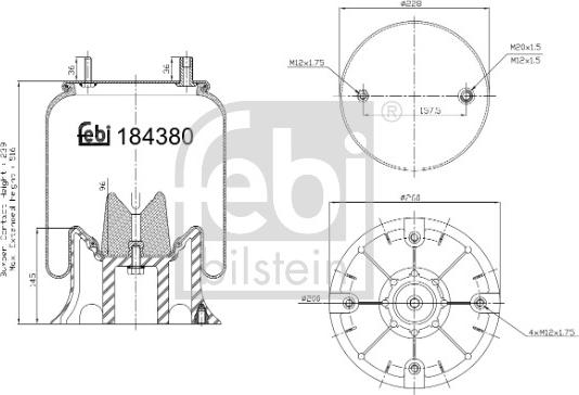 Febi Bilstein 184380 - Pneimoatsperes spilvens, Pneimopiekare autodraugiem.lv