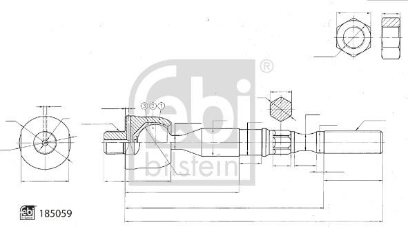 Febi Bilstein 185059 - Aksiālais šarnīrs, Stūres šķērsstiepnis autodraugiem.lv