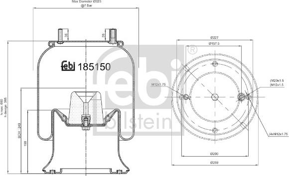 Febi Bilstein 185150 - Pneimoatsperes spilvens, Pneimopiekare autodraugiem.lv