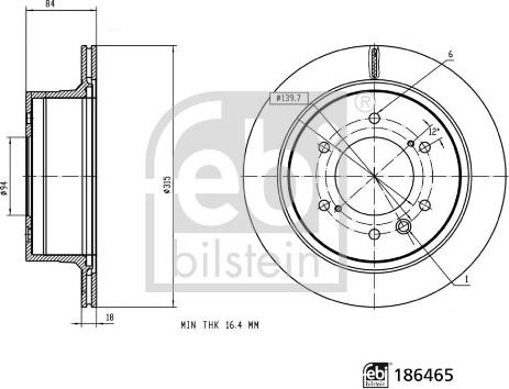 Febi Bilstein 186465 - Bremžu diski autodraugiem.lv