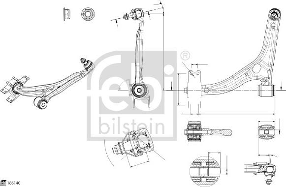 Febi Bilstein 186140 - Neatkarīgās balstiekārtas svira, Riteņa piekare autodraugiem.lv