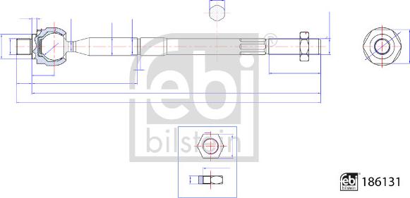 Febi Bilstein 186131 - Aksiālais šarnīrs, Stūres šķērsstiepnis autodraugiem.lv