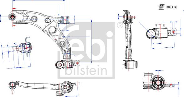 Febi Bilstein 186316 - Neatkarīgās balstiekārtas svira, Riteņa piekare autodraugiem.lv