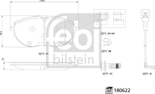 Febi Bilstein 180622 - Bremžu uzliku kompl., Disku bremzes autodraugiem.lv