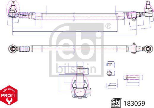 Febi Bilstein 183059 - Stūres šķērsstiepnis autodraugiem.lv