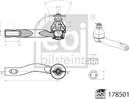 Febi Bilstein 178501 - Stūres šķērsstiepņa uzgalis autodraugiem.lv