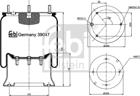 Febi Bilstein 39047 - Pneimoatsperes spilvens, Pneimopiekare autodraugiem.lv