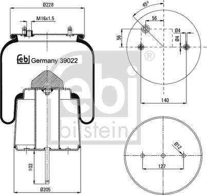 Febi Bilstein 39022 - Pneimoatsperes spilvens, Pneimopiekare autodraugiem.lv