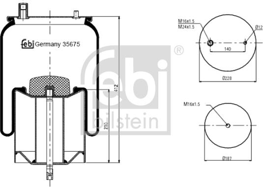 Febi Bilstein 35675 - Pneimoatsperes spilvens, Pneimopiekare autodraugiem.lv