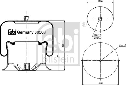 Febi Bilstein 38508 - Pneimoatsperes spilvens, Pneimopiekare autodraugiem.lv