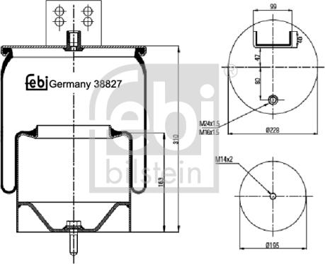 Febi Bilstein 38827 - Pneimoatsperes spilvens, Pneimopiekare autodraugiem.lv