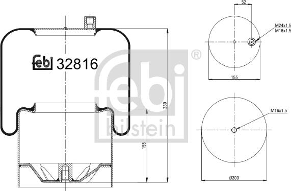 Febi Bilstein 32816 - Pneimoatsperes spilvens, Pneimopiekare autodraugiem.lv