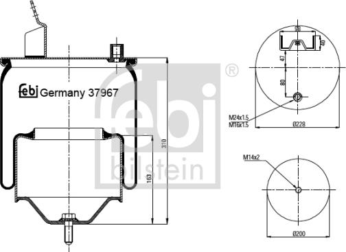 Febi Bilstein 37967 - Pneimoatsperes spilvens, Pneimopiekare autodraugiem.lv