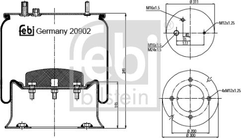 Febi Bilstein 20902 - Pneimoatsperes spilvens, Pneimopiekare autodraugiem.lv