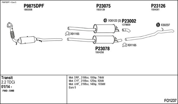 Fenno FO1237 - Izplūdes gāzu sistēma autodraugiem.lv