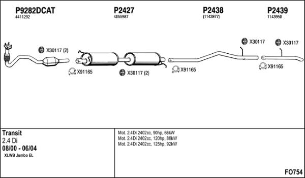 Fenno FO754 - Izplūdes gāzu sistēma autodraugiem.lv