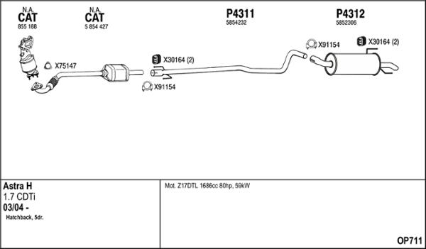Fenno OP711 - Izplūdes gāzu sistēma autodraugiem.lv