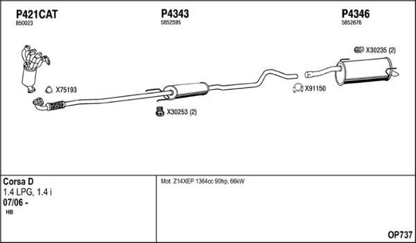 Fenno OP737 - Izplūdes gāzu sistēma autodraugiem.lv