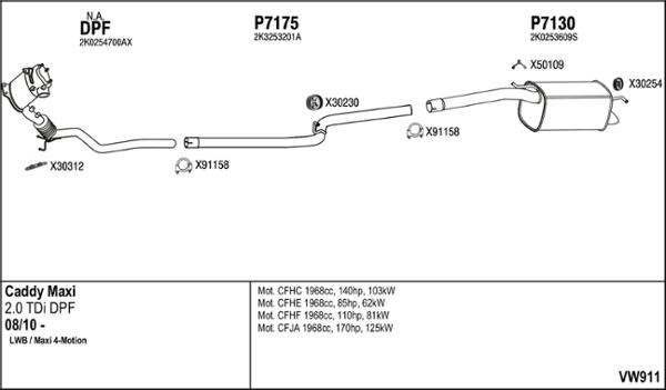 Fenno VW911 - Izplūdes gāzu sistēma autodraugiem.lv