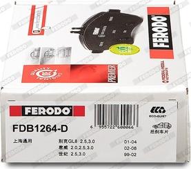 Ferodo FDB1264-D - Bremžu uzliku kompl., Disku bremzes autodraugiem.lv