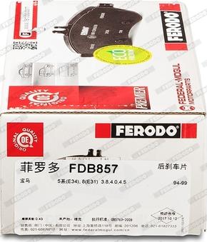 Ferodo FDB857 - Bremžu uzliku kompl., Disku bremzes autodraugiem.lv