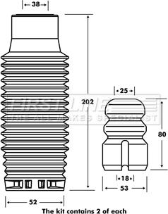 First Line FPK7064 - Putekļu aizsargkomplekts, Amortizators autodraugiem.lv