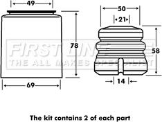 First Line FPK7026 - Putekļu aizsargkomplekts, Amortizators autodraugiem.lv