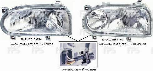 FPS FP 9522 R15-E - Pārveidošanas komplekts, Priekšējais lukturis autodraugiem.lv