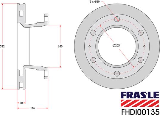 FRAS-LE FHDI00135 - Bremžu diski autodraugiem.lv