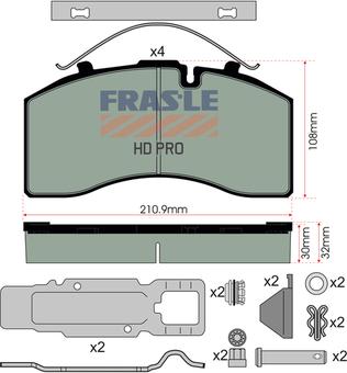 FRAS-LE PD/172-K023-HD - Bremžu uzliku kompl., Disku bremzes autodraugiem.lv