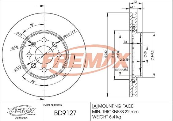 FREMAX BD-9127 - Bremžu diski autodraugiem.lv