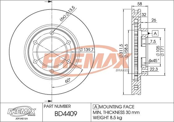 FREMAX BD-4409 - Bremžu diski autodraugiem.lv