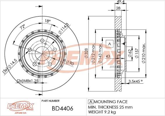 FREMAX BD-4406 - Bremžu diski autodraugiem.lv