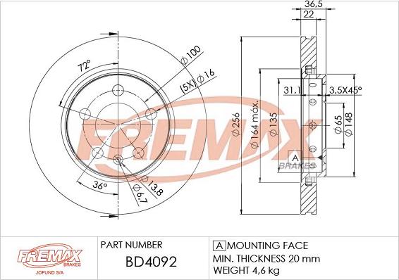 FREMAX BD-4092 - Bremžu diski autodraugiem.lv