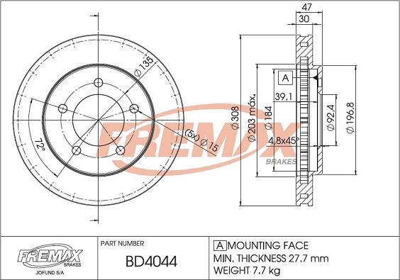 FREMAX BD-4044 - Bremžu diski autodraugiem.lv