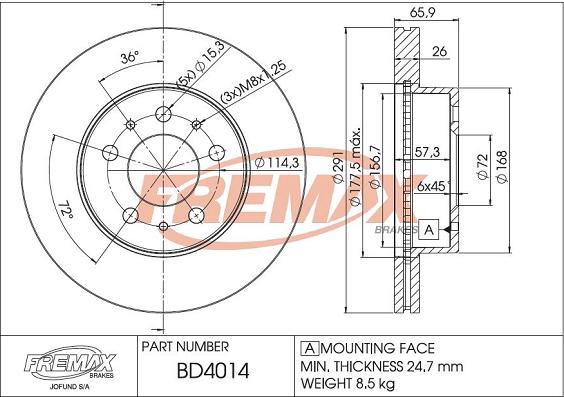 FREMAX BD-4014 - Bremžu diski autodraugiem.lv