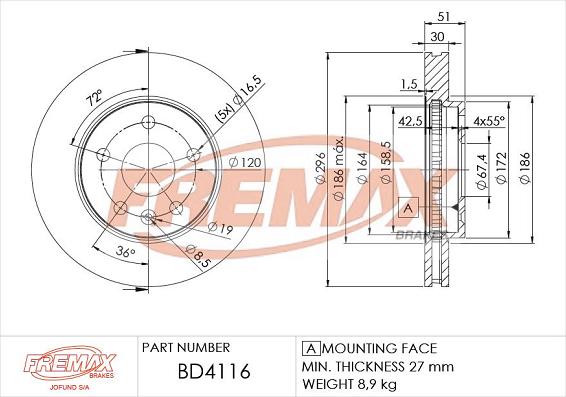 FREMAX BD-4116 - Bremžu diski autodraugiem.lv