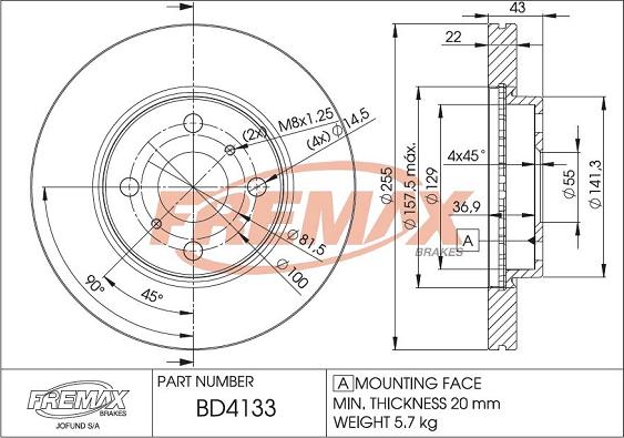 FREMAX BD-4133 - Bremžu diski autodraugiem.lv