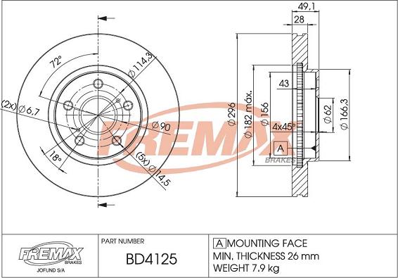 FREMAX BD-4125 - Bremžu diski autodraugiem.lv