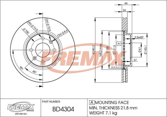 FREMAX BD-4304 - Bremžu diski autodraugiem.lv