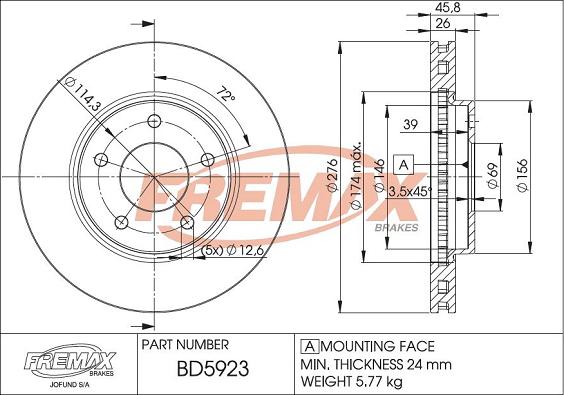 FREMAX BD-5923 - Bremžu diski autodraugiem.lv