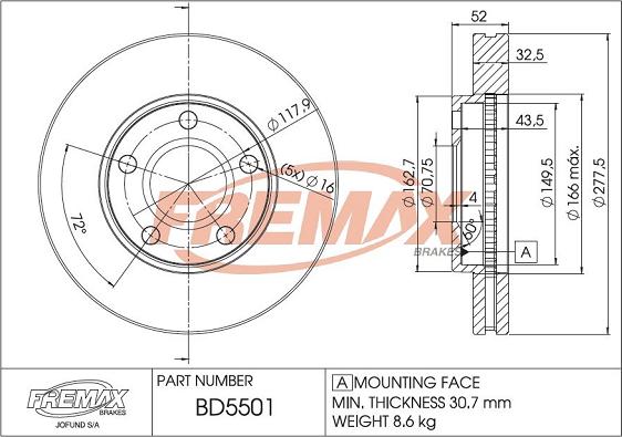 FREMAX BD-5501 - Bremžu diski autodraugiem.lv