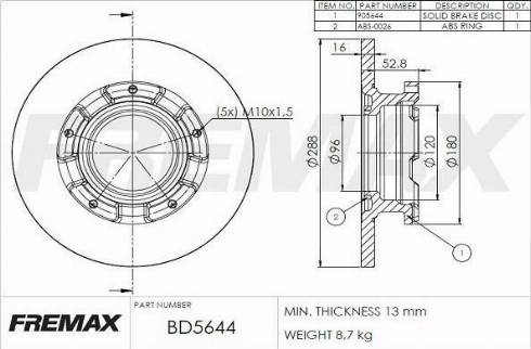 FREMAX BD-5644-KT - Bremžu diski autodraugiem.lv