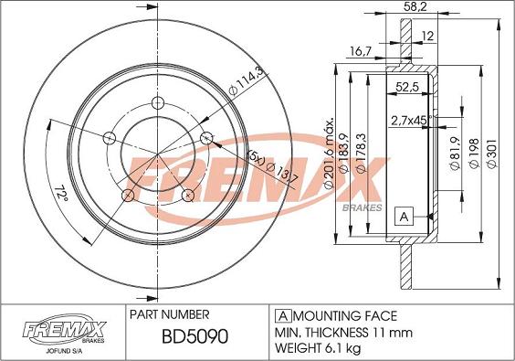 FREMAX BD-5090 - Bremžu diski autodraugiem.lv