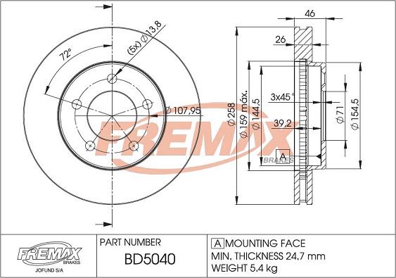 FREMAX BD-5040 - Bremžu diski autodraugiem.lv