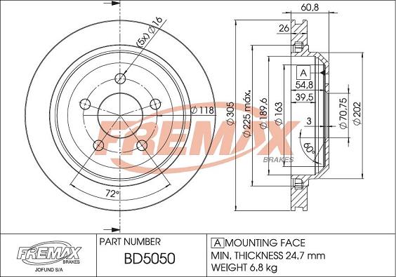 FREMAX BD-5050 - Bremžu diski autodraugiem.lv